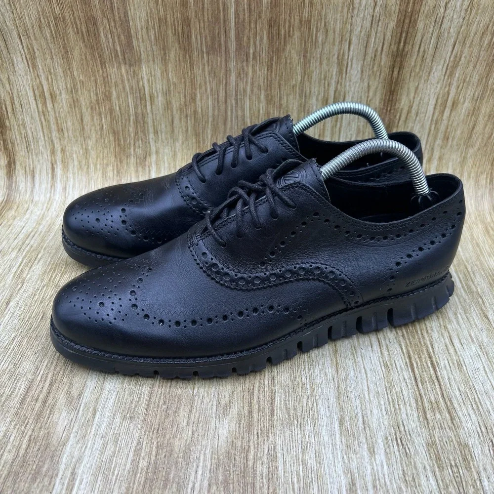 Cole Haan Zerogrand Wingtip Oxford Men's Size 9.5 Black Leather Shoes C20719